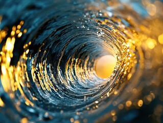 Poster - whirlpool's golden core: a mesmerizing visual, showcasing the swirling movement of water as it forms