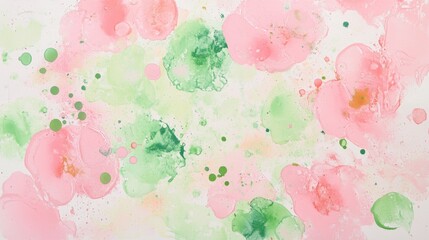 Poster - watercolor bloom: an abstract composition in watercolor featuring soft, gentle blooms of pink and gr