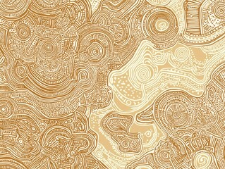 Poster - Abstract background pattern in brown and beige colors with a detailed organic texture and topographic lines