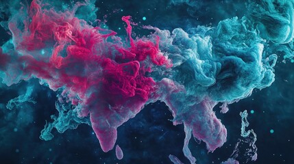 Poster - Abstract Volumetric Data Rendering Displaying Colorful Pink And Blue Cloud Forms On A Dark Backdrop