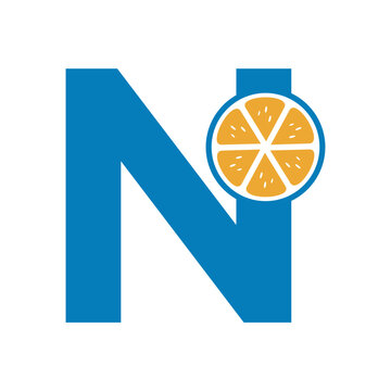 Lemon Logo Combine With Letter N Vector Template
