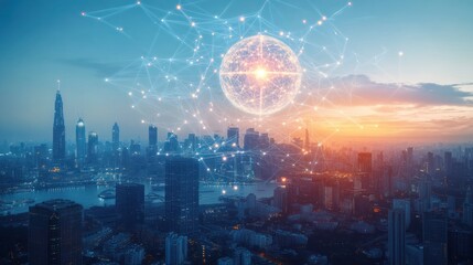 Global Communication Network in Futuristic City