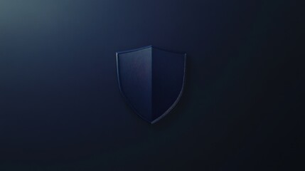 Poster - Digital Shield: A sleek, minimalist shield design on a dark background symbolizes protection, security, and defense. This image is perfect for conveying themes of safety, privacy.