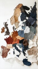 Poster - Textured map of europe made with colorful fabric pieces on white background