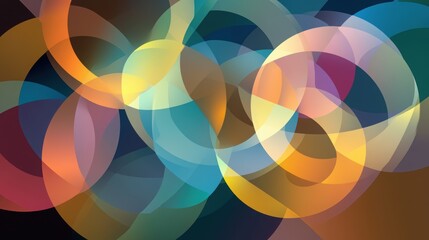 Fototapete - Abstract Geometric Rings: A vibrant composition of overlapping colorful rings, showcasing an interplay of light and transparency, creating a dynamic and visually engaging abstract design.