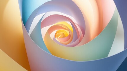 Poster - abstract colorful swirl: a mesmerizing swirl of pastel-colored paper creates an abstract and visuall