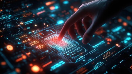 Poster - futuristic lab innovative digital interfaces and user engagement in technology visualization