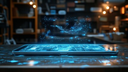 Poster - Interactive tech visualization in modern digital workspace a close-up on innovation