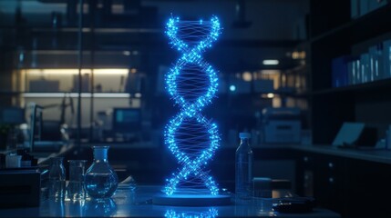 Poster - Innovative dna visualisation advanced science lab digital artwork high-tech environment close-up perspective