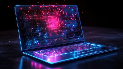 Poster - Digital transformation laptop visuals virtual space technology futuristic close-up innovation concepts