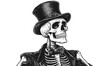 © Svitlana - Vintage skeleton in top hat and bow tie - flat icons set, vector.