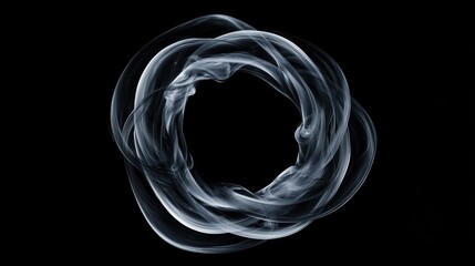 Poster - Captivating smoke ring patterns black background art visuals studio setting close-up abstract design