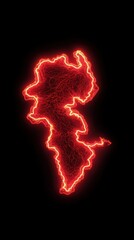 Poster - Glowing Red Abstract Shape Against Black Background Displaying Digital Effects