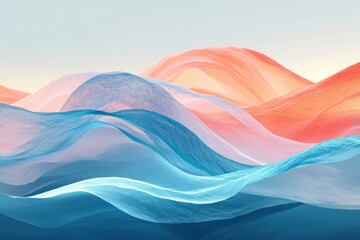 Poster - Abstract Waves: Captivating abstract art piece with soft, flowing waves in gradient hues, evoking a sense of serenity and ethereal beauty.