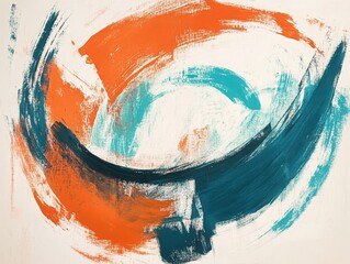 Poster - abstract brushstroke: captivating abstract composition featuring bold brushstrokes in vibrant orange