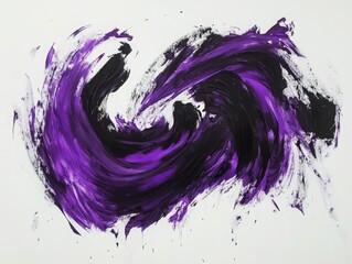 Poster - abstract expressionism: a vibrant swirl of black and purple paint dances across the canvas, creating