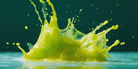 Poster - liquid explosion: capturing the dynamic energy and mesmerizing beauty of a vibrant yellow liquid as 