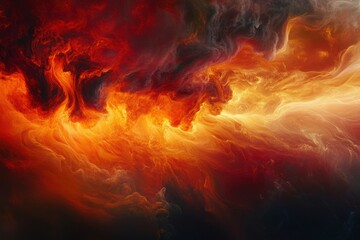 Poster - Fiery Abstract: A captivating abstract depiction of fire and energy, with dynamic swirls of vivid red, orange, and yellow hues, suggesting intensity and raw power.
