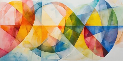 Poster - harmony of colors: an abstract composition of overlapping geometric shapes and vibrant colors, evoke