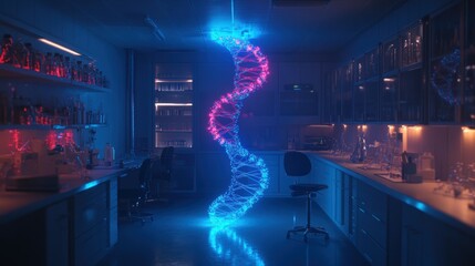 Poster - Innovative dna visualization laboratory digital art high-tech environment abstract concept