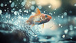 © fadi - Pike fishing. Fisherman catch big fish with splash in water