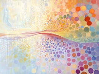 Poster - abstract art landscape: a vibrant landscape painting, utilizing a pointillism technique to depict a 