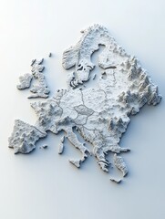 Poster - Generic map topographic relief abstract rendering white surface digital illustration