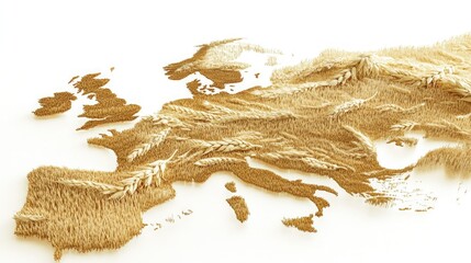 Poster - Abstract representation of the landmass in shades of brown topographic map style against white background