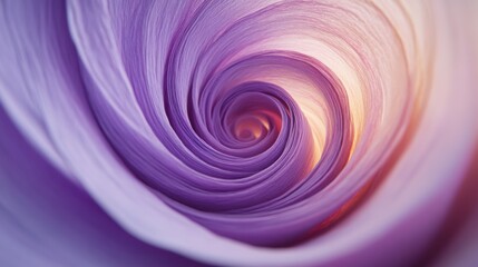 Poster - Abstract Flower Spiral: A captivating abstract image of a flower spiral, with delicate purple petals, the center softly illuminated with a warm golden light.
