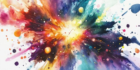 Poster - Explosion of Color: A vibrant explosion of watercolor paints erupts in a stunning display of color, showcasing a spectrum of hues and creating a sense of energy and creativity.