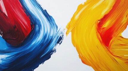 Poster - Abstract Brushstrokes: Vibrant brushstrokes of blue and yellow intertwine, creating a dynamic and visually striking abstract composition, capturing the essence of artistic expression.
