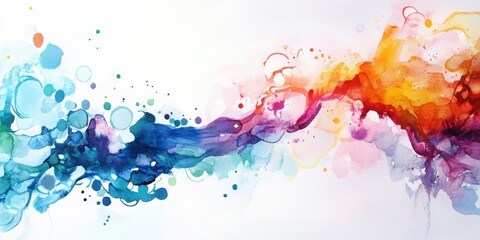 Poster - Abstract Watercolor Swirl: A vibrant and dynamic abstract artwork featuring a flowing, swirling wave of color in shades of blue, green, orange, and pink. The colors blend seamlessly.