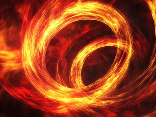 Fototapete - Inferno Coil: A mesmerizing vortex of fire swirls, glowing with intense orange and red hues, creating a dramatic and abstract representation of raw energy.