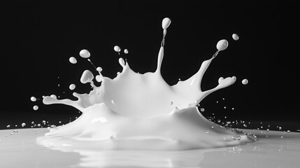 Poster - Elegant Dairy Splash: capturing the captivating dance of liquid, highlighting its dynamic form and texture. 