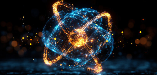 Leinwandbilder - Visual representation of quantum computing concepts like superposition and entanglement with vibrant colors and dynamic effects.