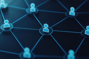 Poster - Holographic Digital Brand Advocacy Concept with Network Connections and User Profiles