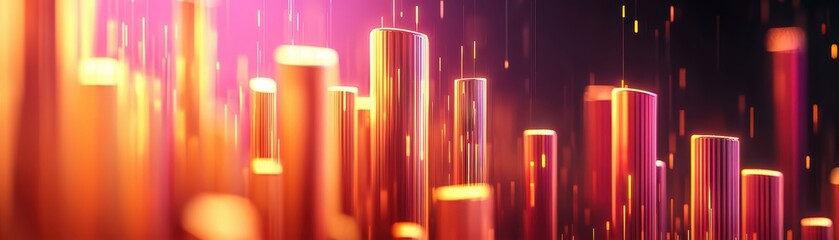 Poster - abstract visualization of global economy concept with colorful bars and dynamic background