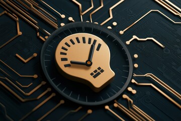 Poster - Futuristic Clock Concept with Neural Network Design for High-Tech Productivity Enhancement
