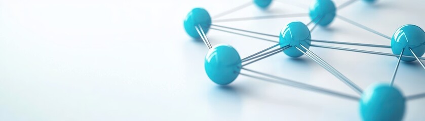 Poster - Abstract Visualization of Loyalty Network Concept with Blue Spheres and Connecting Lines
