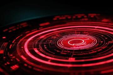 Poster - Futuristic Digital Market Insights Concept with Circular Red Interfaces and Data Visualization