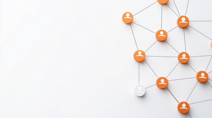 Poster - Minimalist Abstract Concept of Communication Network with Connected User Icons