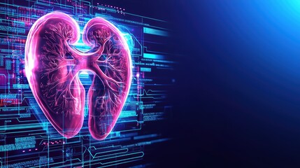Poster - Innovative Renal Healthcare Concept with High-Tech Digital Elements and Neon Colors