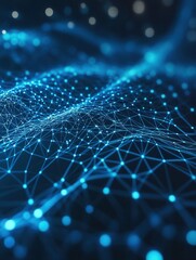 Leinwandbilder - Futuristic digital grid with glowing nodes and holographic effects showcasing advanced technology in a high-tech environment