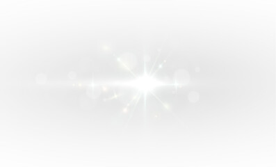 Wall Mural - Sun shines with a glittering beam of light, creating a dazzling sparkle effect in a grand stadium, surrounded by soft bokeh. A bright burst from the spotlight forms an abstract background