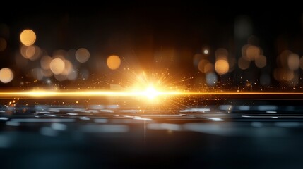 Poster - Sparkling Light Burst Over Blurred Background with Bokeh Effect at Nighttime for Creative Projects and Illustrations