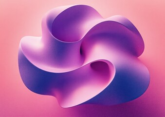 Fototapete - 3D abstract geometric star shape with pink and blue neon gradient, minimalistic design on pastel background, modern graphic illustration