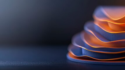 Poster - Abstract Close-up of Layered 3D Shapes with Bright Edges and Smooth Textures in Subtle Lighting