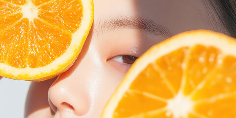 Poster - Human Face Partially Obscured by Orange Slices