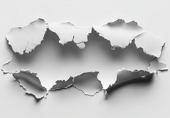 Poster - Torn paper texture revealing an empty white background for creative design applications.