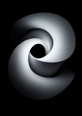 Poster - 3d render abstract flexible spiral monochrome gradient isolated on black background grainy film nois